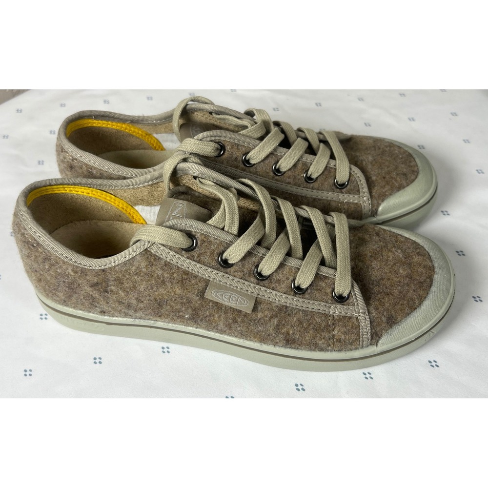 Keen Elsa Lite Womens 8 Taupe Brown Felt Wool Recycled Leather Sneakers 1025426